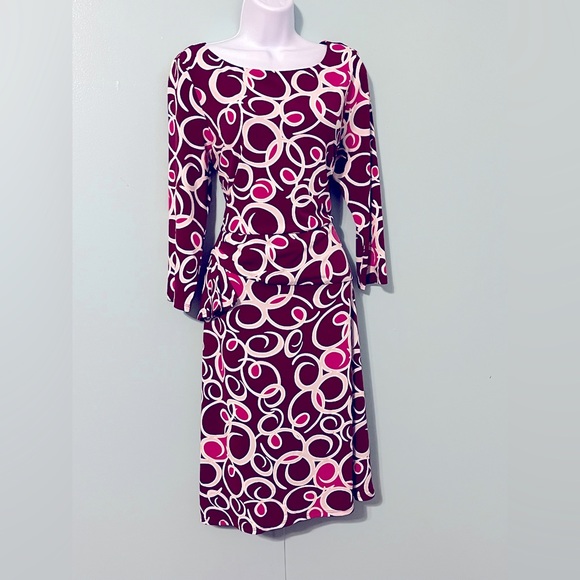 F-61 Triuhuology Dress Size‎ 10 Burgundy White - Picture 1 of 14